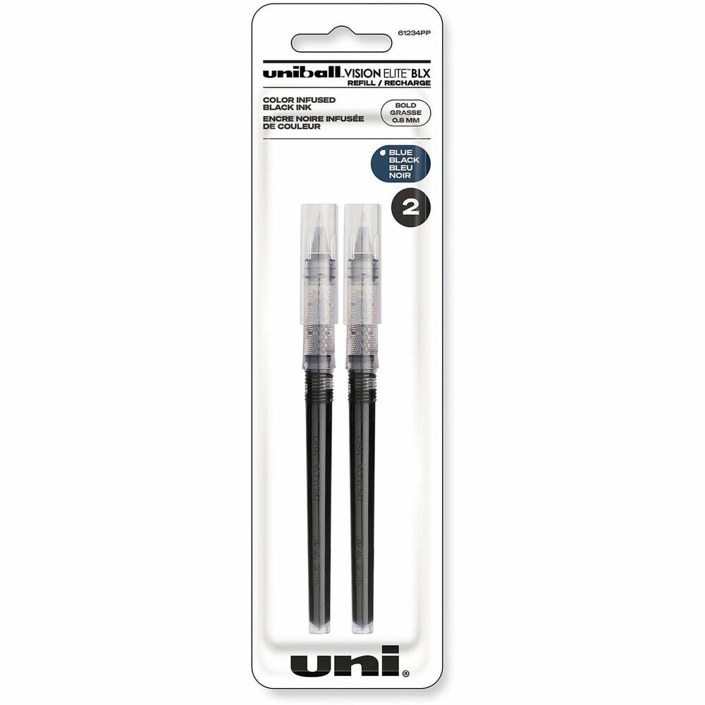 uniball™ Vision Elite Refill - 0.80 mm , Bold Point - Assorted, Black, Blue Ink - Super Ink, Fraud Resistant, Fade Resistant - 2 / Pack
