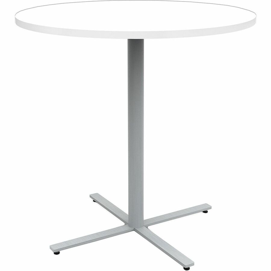 Safco Jurni Bistro Table with Round Top - Round Top - Textured, Powder Coated Base - Modern Style - 42" Table Top Diameter - 42" Height - Cafeteria - Assembly Required - Designer White - Laminate Top Material - 1 Each