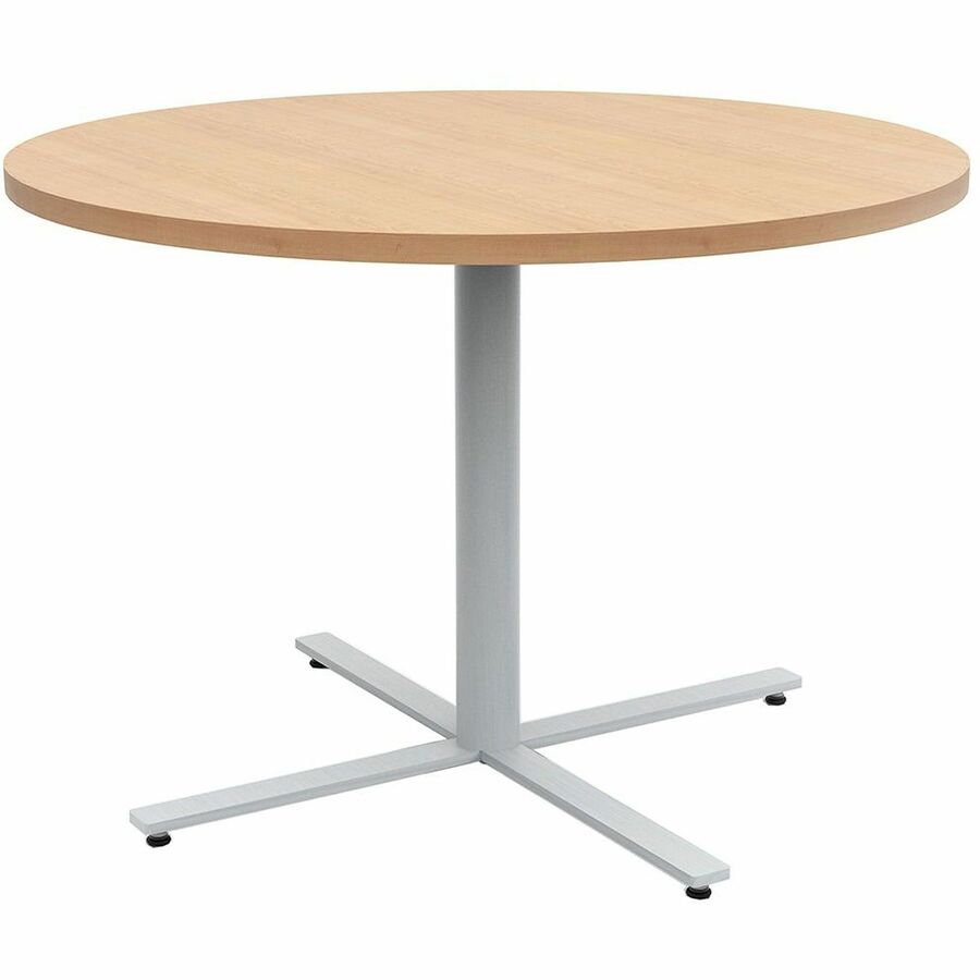 Safco Jurni Cafe Table with Round Top - Round Top - Textured, Powder Coated Base - 42" Table Top Diameter - 29" Height - Cafeteria, Breakroom - Assembly Required - Fusion Maple - Laminate Top Material - 1 Each