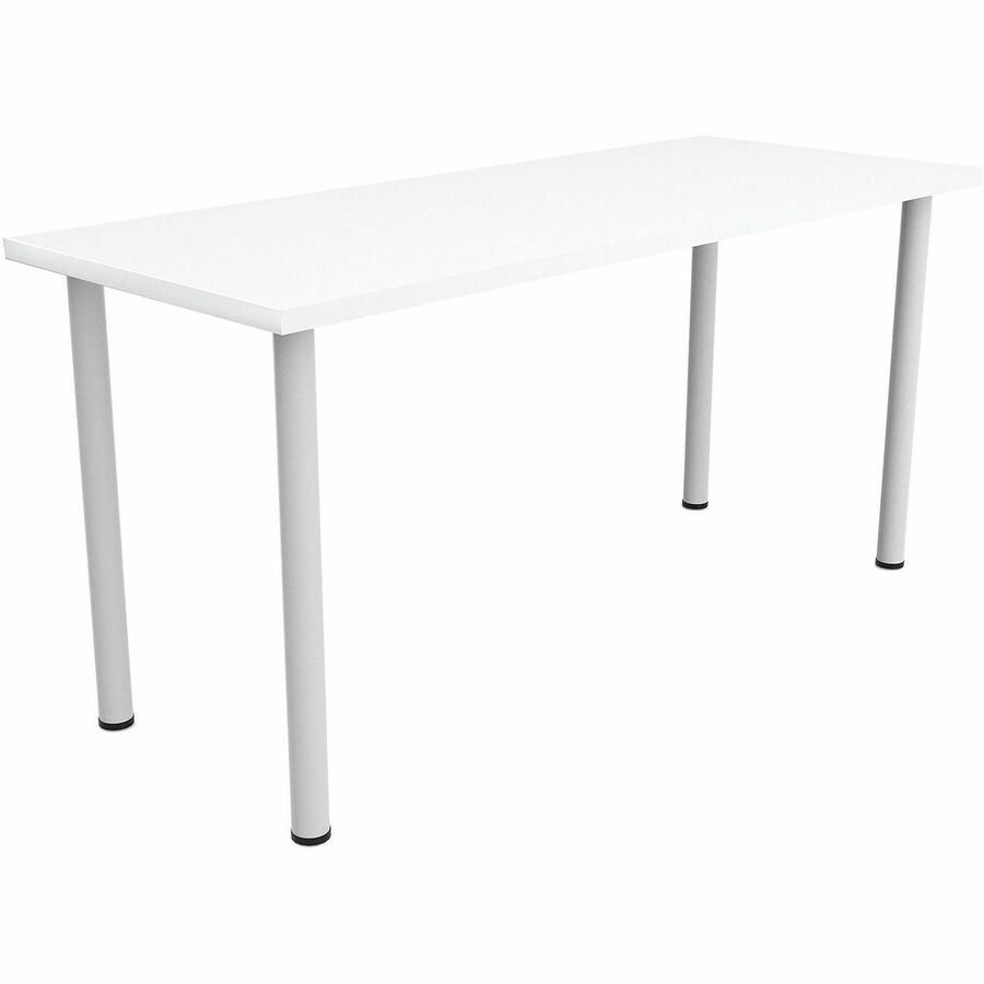 Safco Jurni Multi-Purp. Table w/Post Leg & Glides - Powder Coated Post Leg Base - Modern Style x 60" Table Top Width x 24" Table Top Depth x 1.10" Table Top Thickness - 29" Height - Multipurpose - Assembly Required - Designer White - Laminate Top Mater...