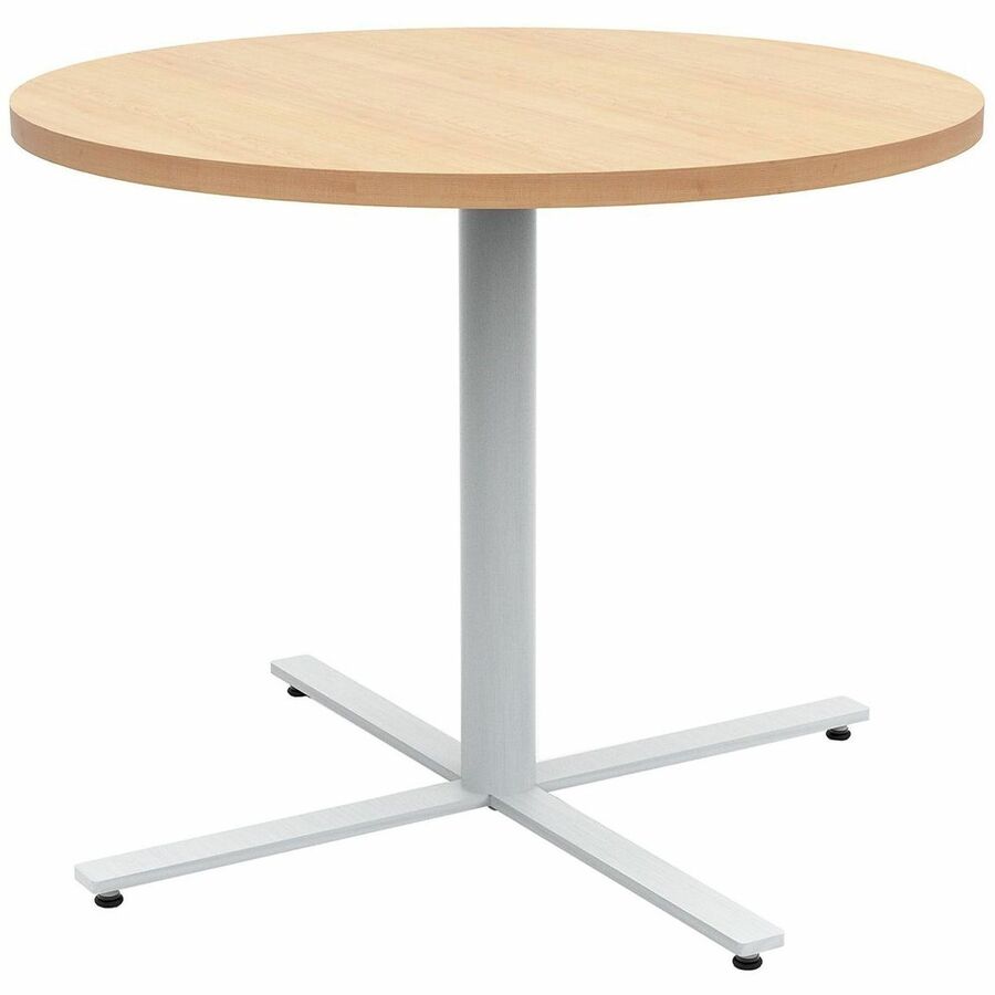 Safco Jurni Cafe Table with Round Top - Round Top - Textured, Powder Coated Base - 36" Table Top Diameter - 29" Height - Cafeteria, Breakroom - Assembly Required - Fusion Maple - Laminate Top Material - 1 Each