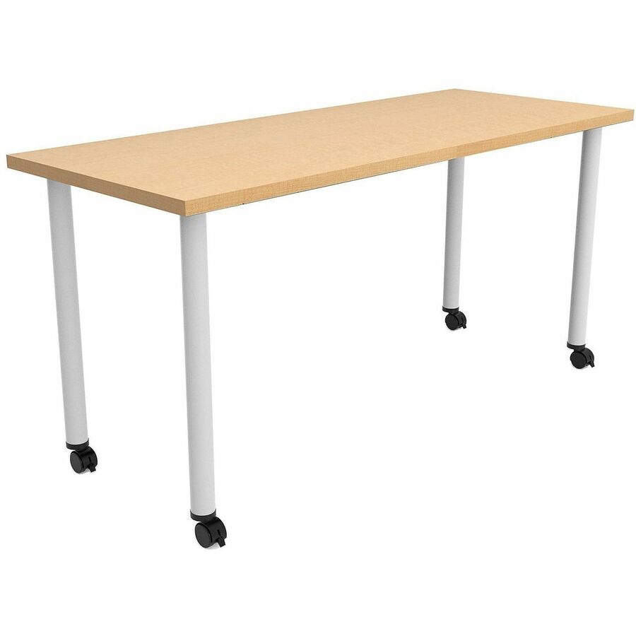 Safco Jurni Multi-Purp. Table w/Post Leg & Casters - Powder Coated Post Leg Base - 60" Table Top Width x 24" Table Top Depth x 1.10" Table Top Thickness - 29" Height - Multipurpose - Assembly Required - Fusion Maple - Laminate Top Material - 1 Each