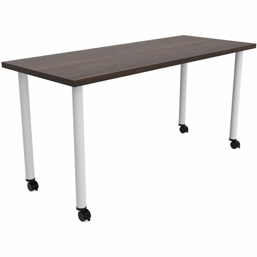 Safco Jurni Multi-Purp. Table w/Post Leg & Casters - Powder Coated Post Leg Base - 60" Table Top Width x 24" Table Top Depth x 1.10" Table Top Thickness - 29" Height - Multipurpose - Assembly Required - Columbian Walnut - Laminate Top Material - 1 Each