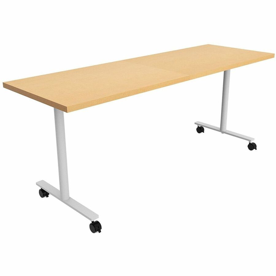 Safco Jurni Multi-Purpose Table with T-Leg & Casters - Laminated Top - Powder Coated T-shaped Base - 72" Table Top Width x 24" Table Top Depth x 1.10" Table Top Thickness - 29" Height - Multipurpose - Assembly Required - Fusion Maple - Laminate Top Mat...