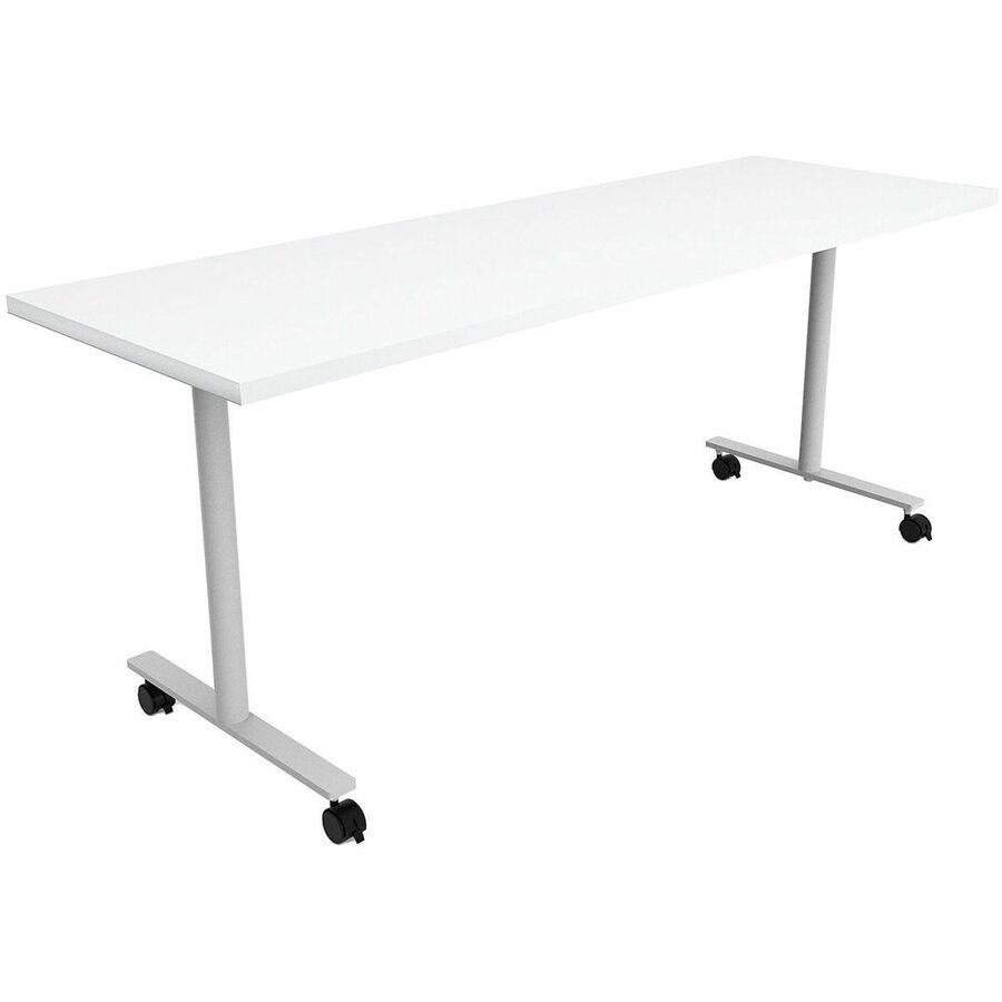 Safco Jurni Multi-Purpose Table with T-Leg & Casters - Laminated Top - Powder Coated T-shaped Base - 72" Table Top Width x 24" Table Top Depth x 1.10" Table Top Thickness - 29" Height - Multipurpose - Assembly Required - Designer White - Laminate Top M...