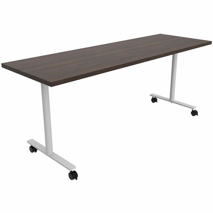 Safco Jurni Multi-Purpose Table with T-Leg & Casters - Laminated Top - Powder Coated T-shaped Base - 72" Table Top Width x 24" Table Top Depth x 1.10" Table Top Thickness - 29" Height - Multipurpose - Assembly Required - Columbian Walnut - Laminate Top...