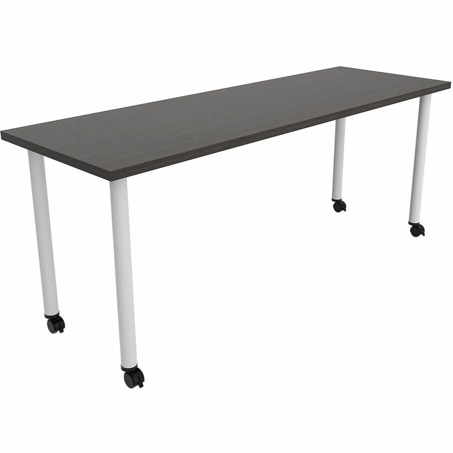 Safco Jurni Multi-Purpose Table with Post Leg & Casters - Laminated Top - Powder Coated Post Leg Base - 72" Table Top Width x 24" Table Top Depth x 1.10" Table Top Thickness - 29" Height - Multipurpose - Assembly Required - Asian Night - Laminate Top M...