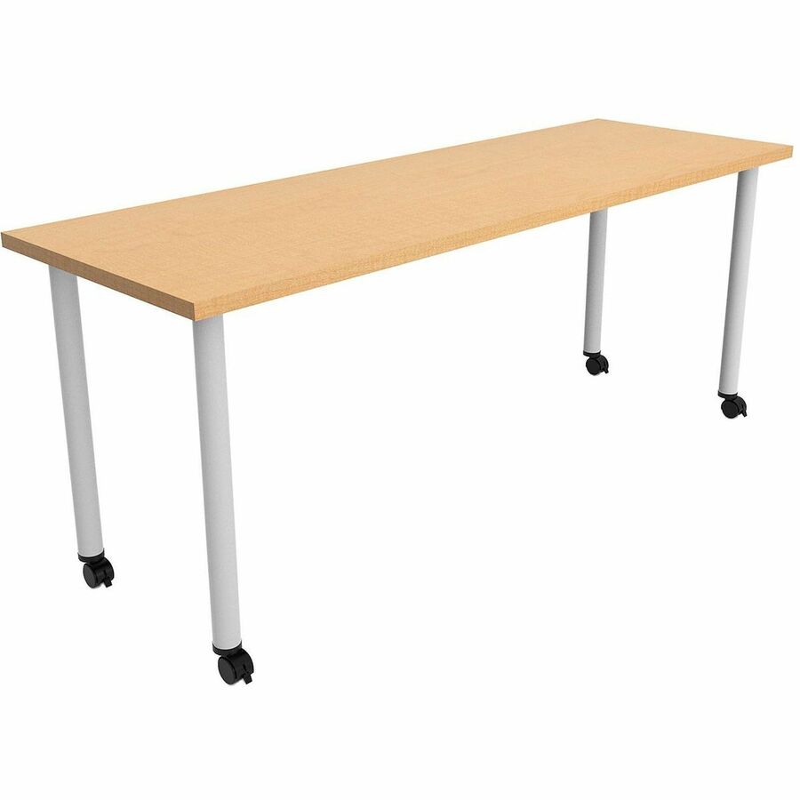 Safco Jurni Multi-Purpose Table with Post Leg & Casters - Laminated Top - Powder Coated Post Leg Base - 72" Table Top Width x 24" Table Top Depth x 1.10" Table Top Thickness - 29" Height - Multipurpose - Assembly Required - Fusion Maple - Laminate Top...