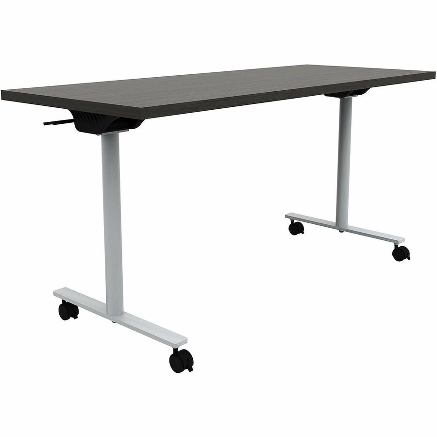 Safco Jurni Flip Table with Casters - Laminated Top - Powder Coated T-shaped Base - 72" Table Top Width x 24" Table Top Depth x 1.10" Table Top Thickness - 29" Height - Classroom, Training Room - Assembly Required - Asian Night - Laminate Top Material...