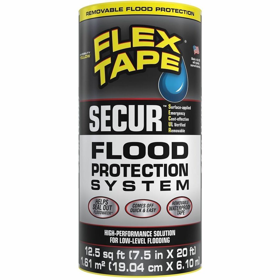 FLEX SEAL Tape Flood Protection - 20 ft Length x 7.50" Width - Yellow - Water Proof - For Nonporous Surface, Smooth Surface - 3 / Carton