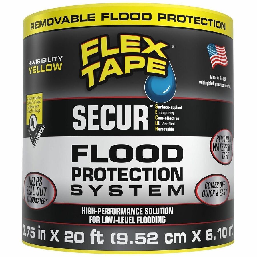 FLEX SEAL Tape Flood Protection - 20 ft Length x 3.75" Width - Yellow - Water Proof - For Nonporous Surface, Smooth Surface - 6 / Carton