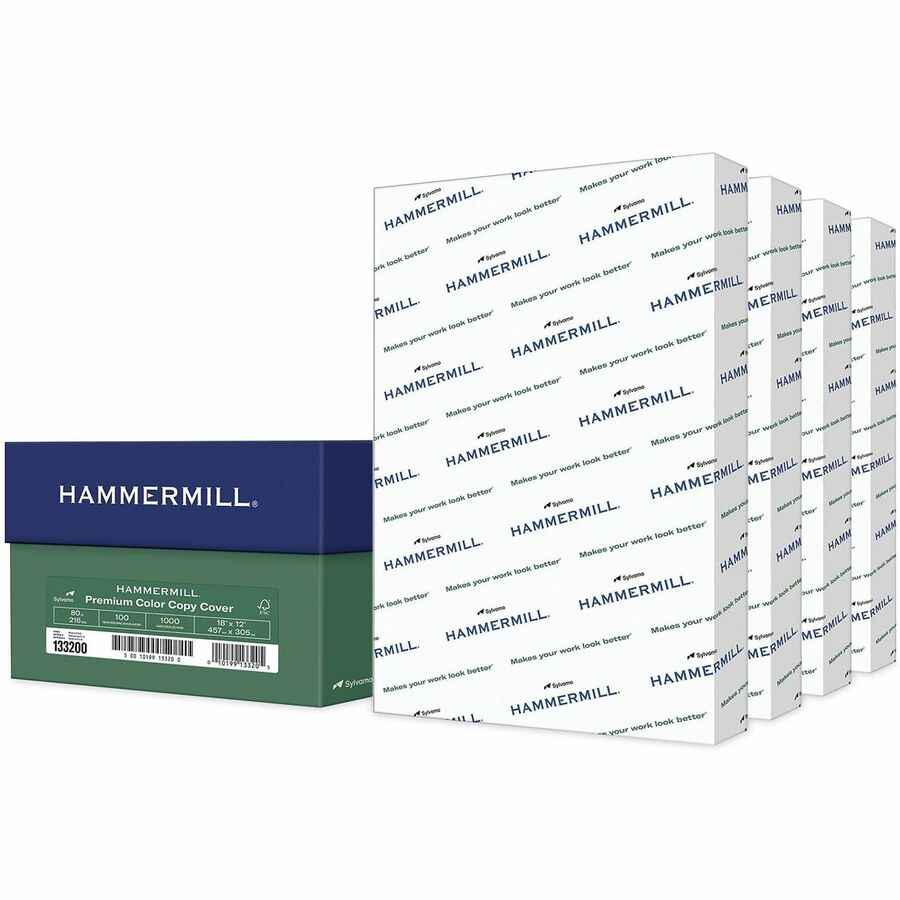 Hammermill Copier Digital Cover - 100 Brightness - 98% Opacity - 18" x 12" - 80 lb Basis Weight - Acid-free, Ultra Smooth, Heavyweight, Jam-free, Non-yellowing, Long Lasting - White - 1000 / Carton
