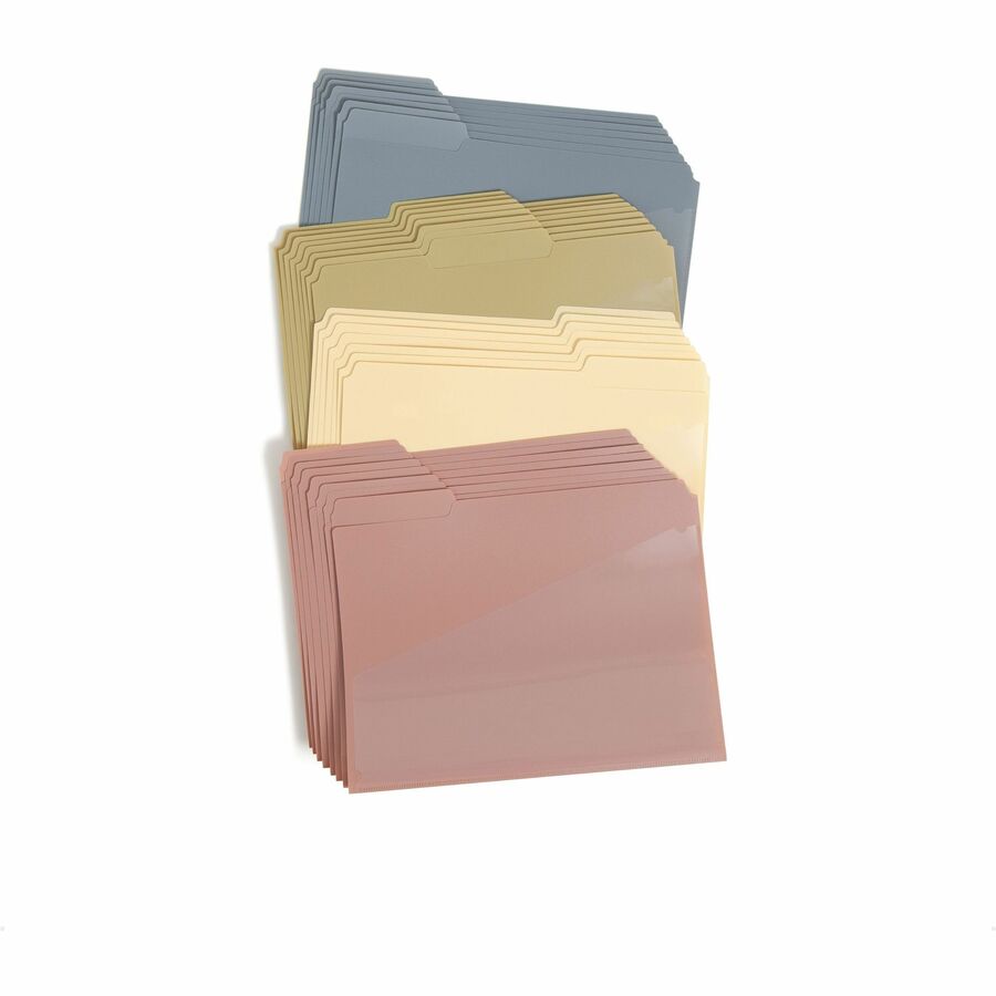 Smead 1/3 Tab Cut Letter Top Tab File Folder - 8 1/2" x 11" - 225 Sheets Capacity - 1" Expansion - 1 Pocket - Top Tab Location - Assorted Tab Position - Poly - Assorted - Durable, Tear Resistant, Water Resistant, Front Pocket - 30 / Box