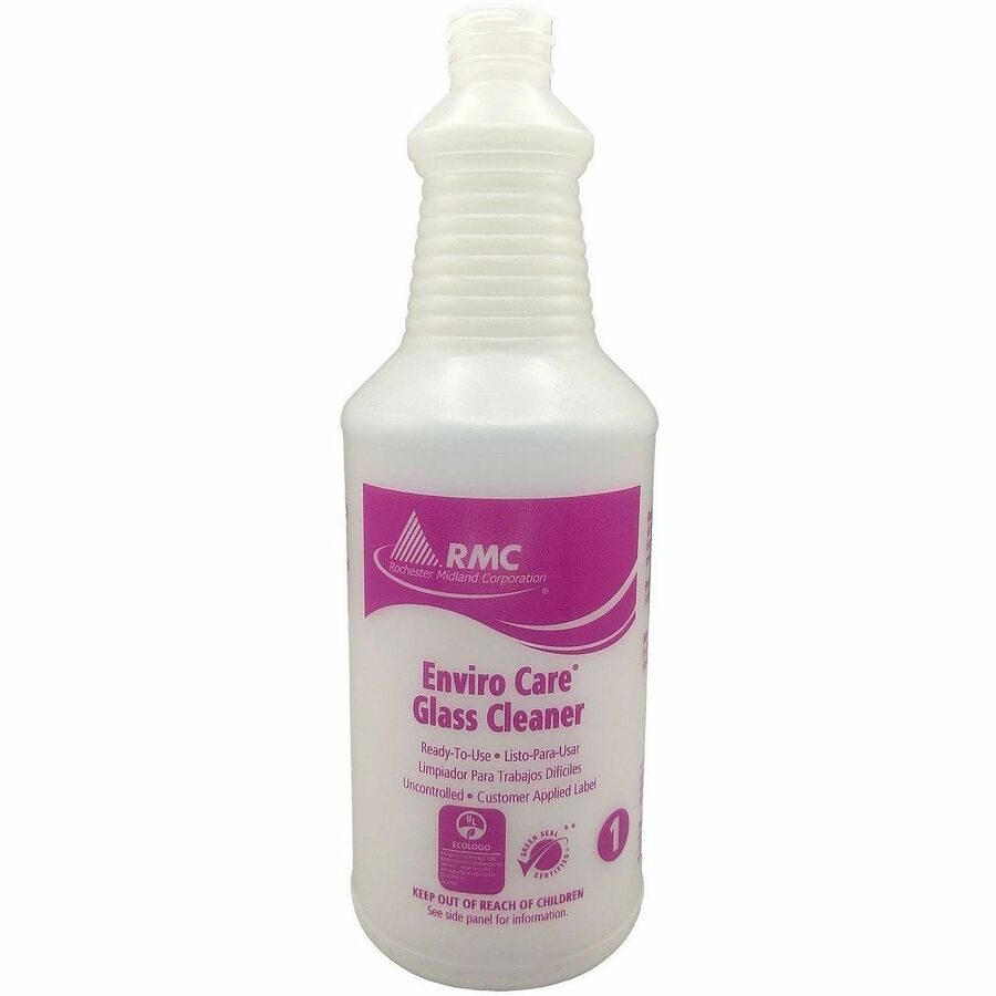 RMC Enviro Care Glass Cleaner Bottle - For Glass, Surface - Spray - 32 oz (2 lb) - Bio-based - Purple Spray Bottle - 6 / Carton