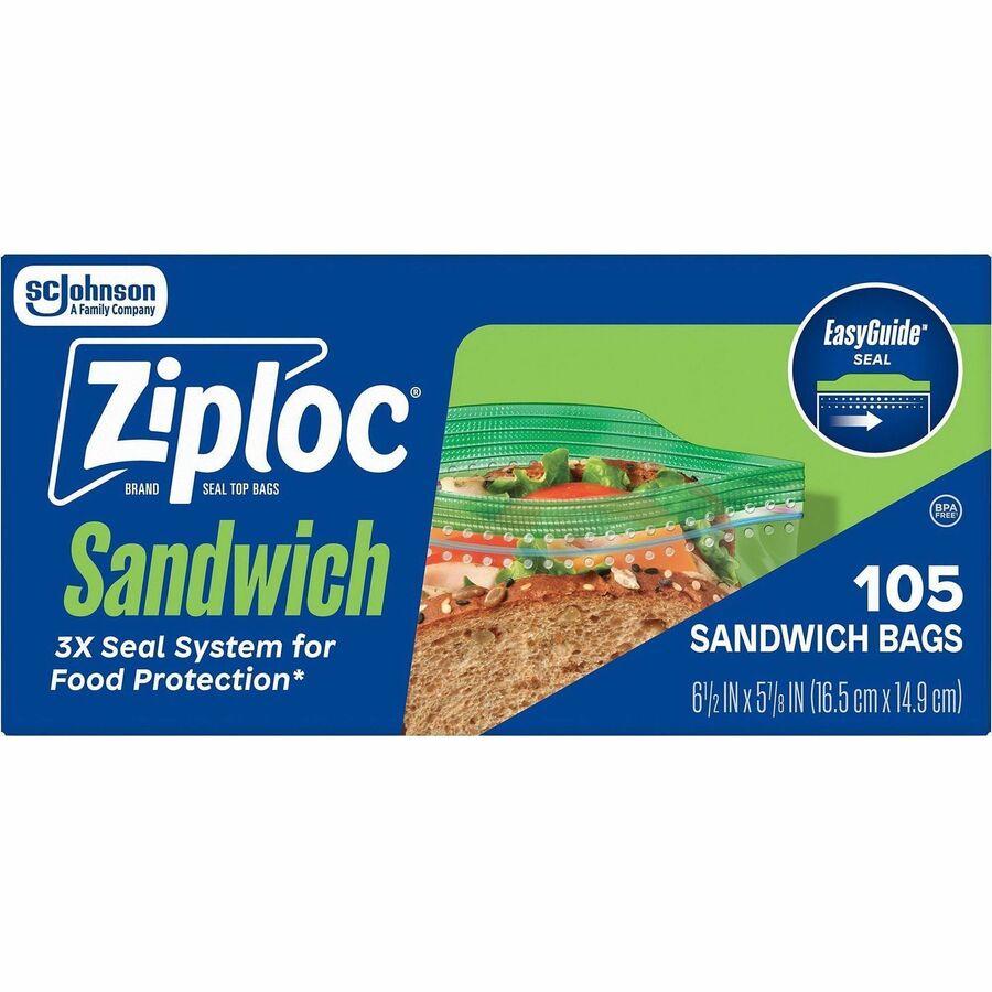 SC Johnson Ziploc Sandwich Bags - Textured - Clear - Plastic