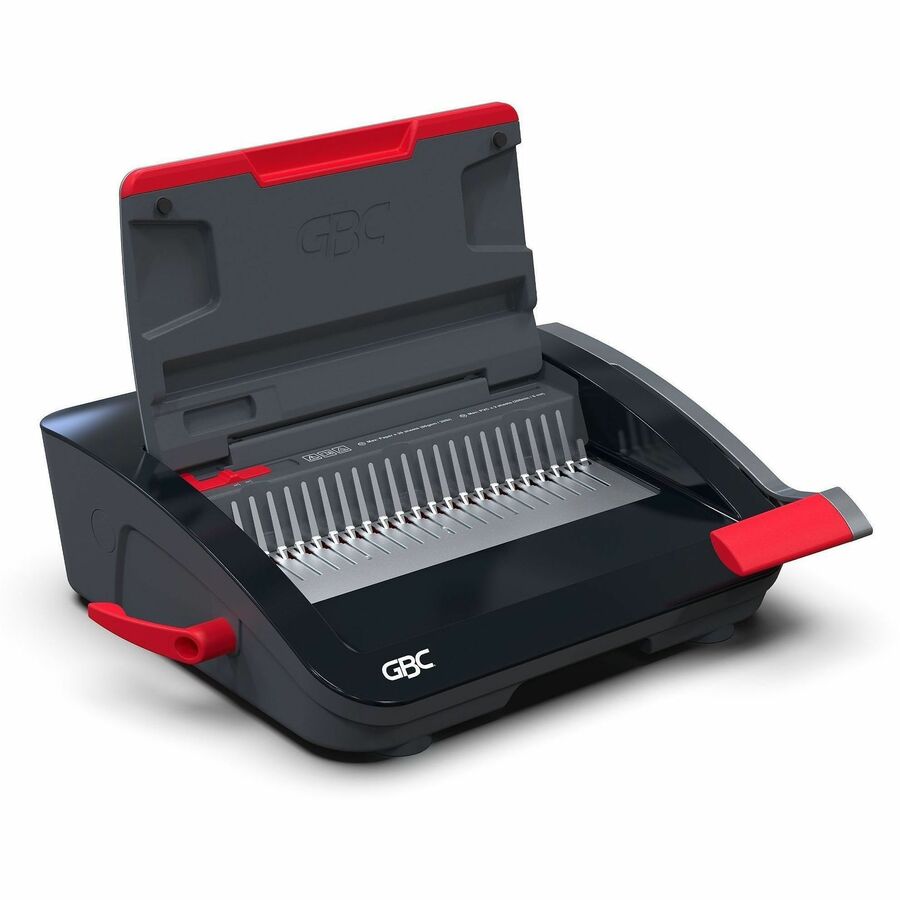GBC CB20 CombBind Manual Punch & Bind Machine - CombBind - 330 Sheet(s) Bind - 20 Punch - 5.4" Height x 19.4" Width x 16.9" Depth - Black, Red