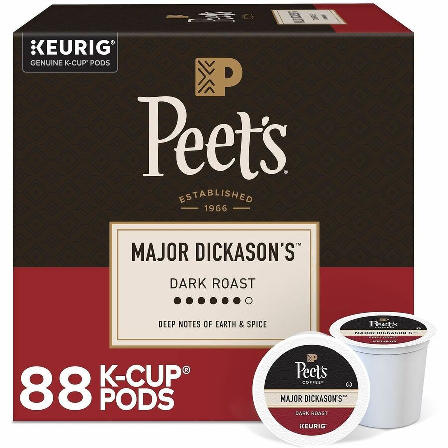 Peet's K-Cup Major Dickason's Blend Coffee - Compatible with Keurig Brewer - Dark - 22 K-Cup - K-Cup - Major Dickason's - 4 / Carton
