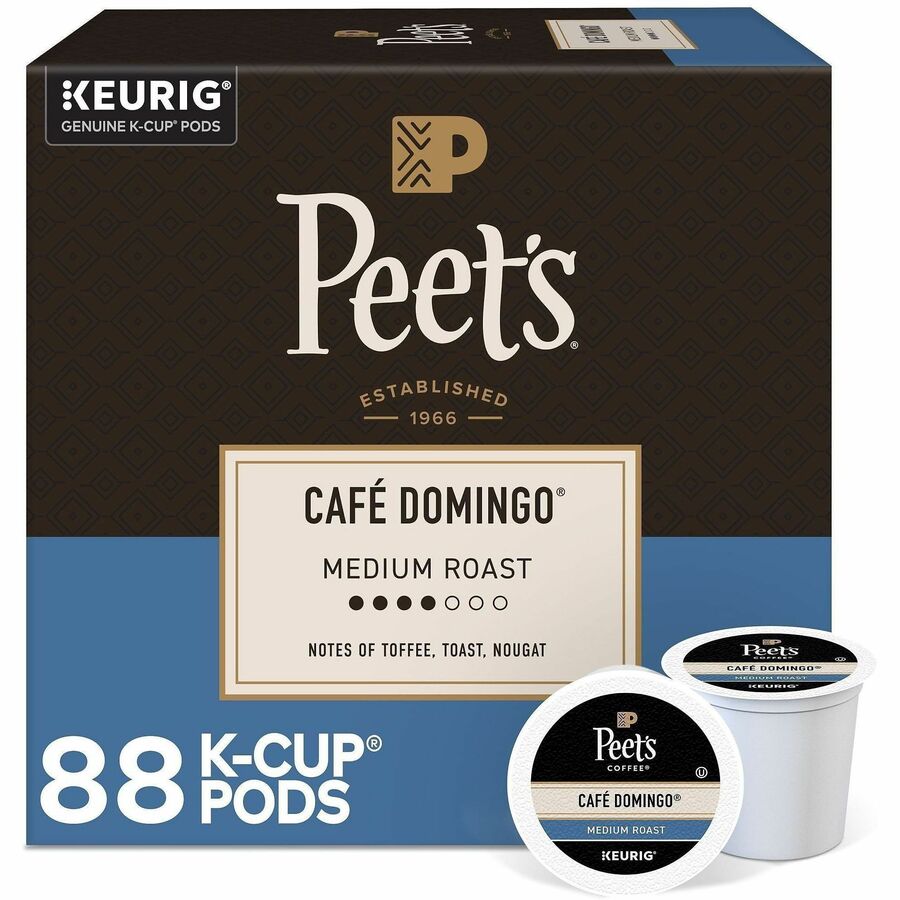 Peet's K-Cup Cafe Domingo Coffee - Compatible with Keurig Brewer - Medium - 22 K-Cup - K-Cup - Cafe Domingo - 4 / Carton