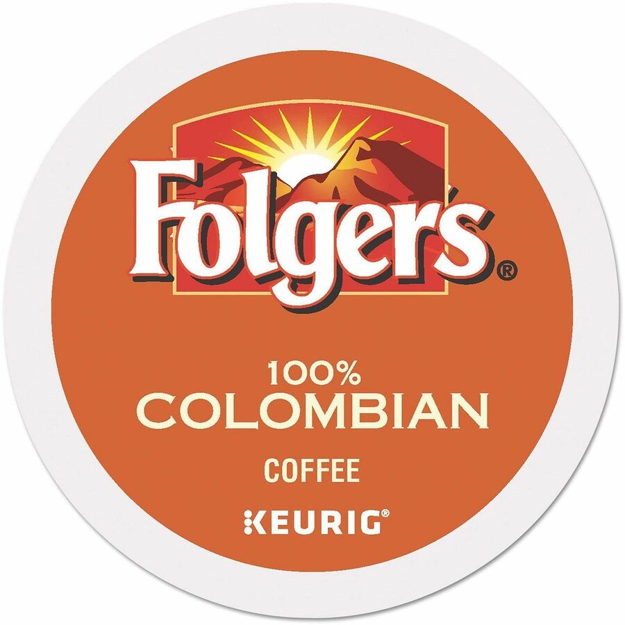 Folgers®, K-Cup 100% Colombian Coffee - Compatible with Keurig K-Cup Brewer - Medium - 24 K-Cup - K-Cup - Colombian, Roasted - 4 / Carton