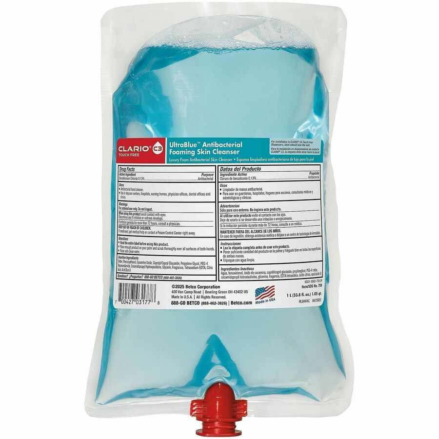 Betco Antibacterial Foaming Skin Cleanser - Foam - 1.06 quart - Summer Citrus - Applicable on Hand - Skin - Non-irritating, Moisturising, Gentle, Anti-bacterial - 6 / Carton