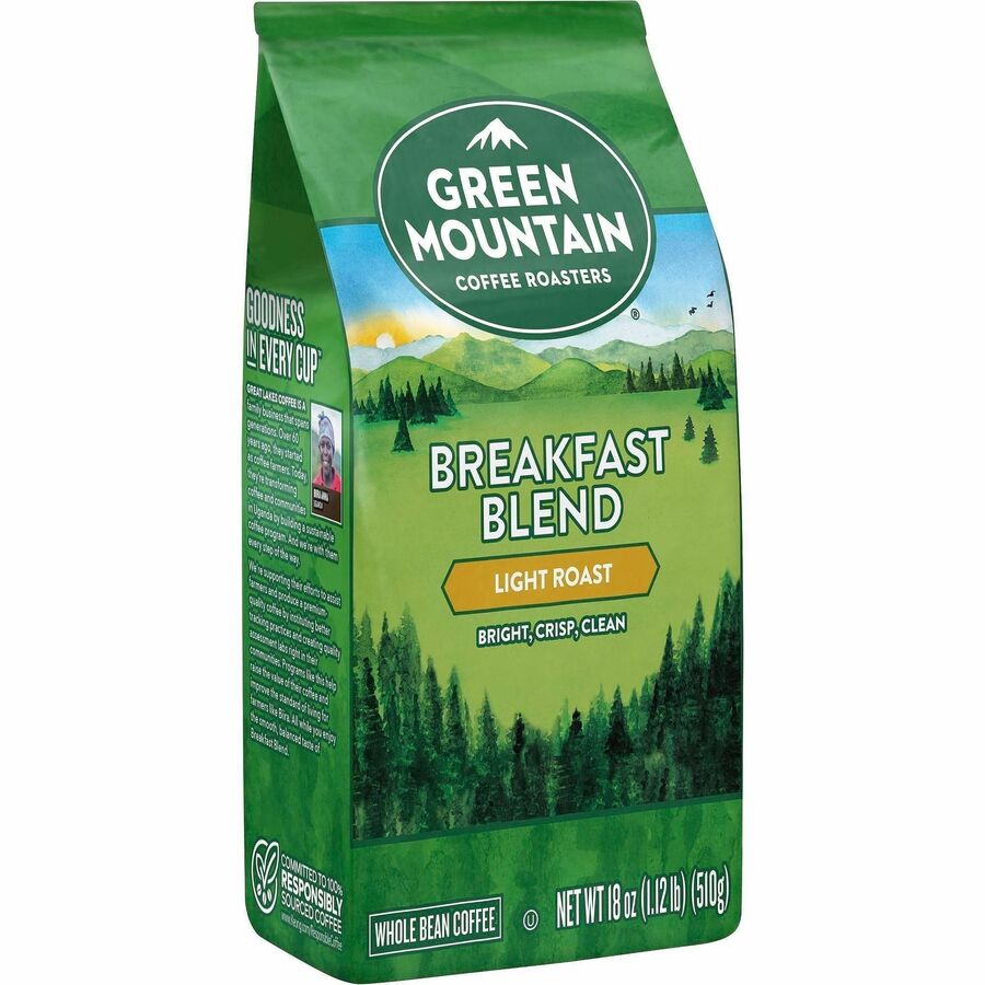 Green Mountain Coffee Roasters®, Whole Bean, Bag Breakfast Blend Whole Bean Coffee - Light - Whole Bean, Bag - Breakfast Blend - Kosher - 1 Each