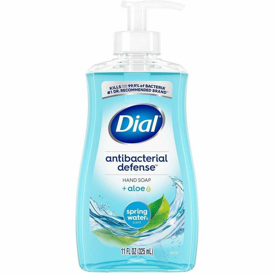 Dial Spring Antibacterial Hand Soap - Spring Water Scent - Pump Dispenser - Bacteria Remover - Hand, Skin, Healthcare, School, Office, Restaurant, Daycare - Moisturizing - Antibacterial - Blue - 12 / Carton