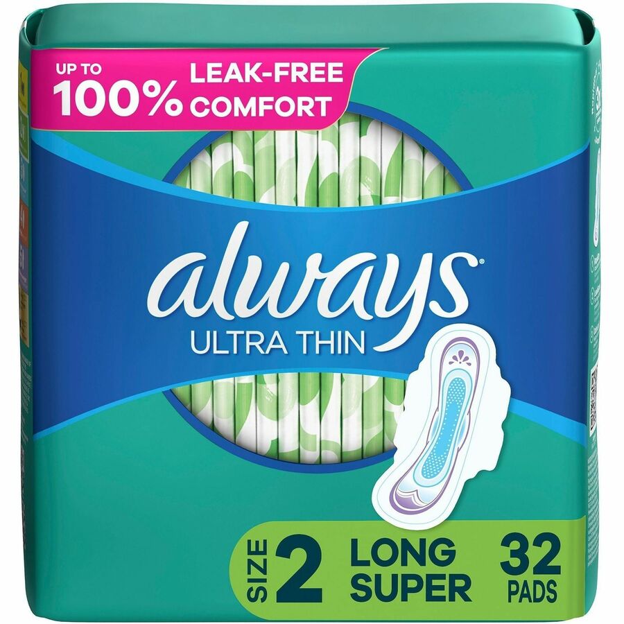 Always Flexi-Wing Ultra Thin Pads - Size 2 - With Wings - Super - Anti-leak, Unscented, Odor-absorbing, Comfortable - 3 / Carton