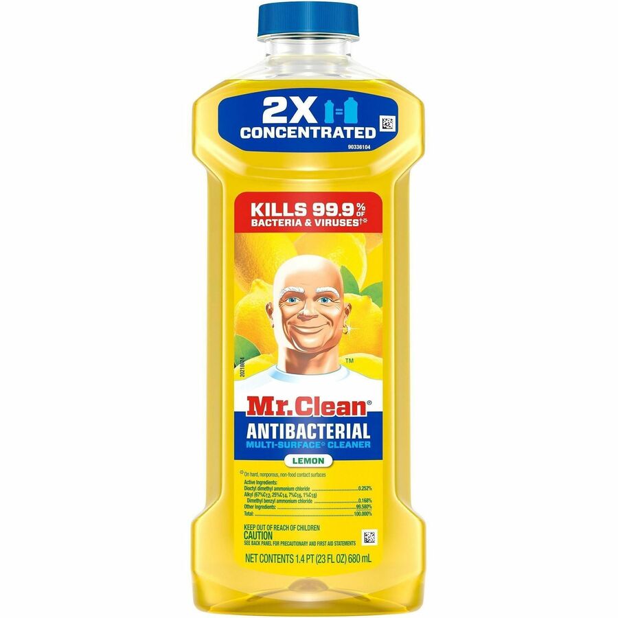 Mr. Clean Multi-Surface Cleaner - For Multi Surface, Multipurpose - Concentrate - Liquid - 23 fl oz (0.7 quart) - Lemon Scent - Recommended For: Grease Remover, Grime Remover, Dirt Remover, Odor Remover, Bacteria Remover - Long Lasting - Yellow - 6 / C...