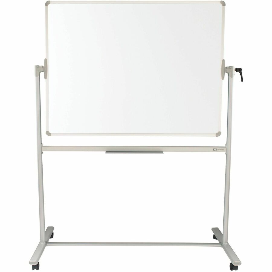 Quartet Nano-Clean 2-Sided Magnetic DryErase Easel - 48" (4 ft) Width x 36" (3 ft) Height - White Surface - Silver Frame - Magnetic - Stain Resistant, Ghost Resistant, Rotate, Handle, Wheels - 1 Each