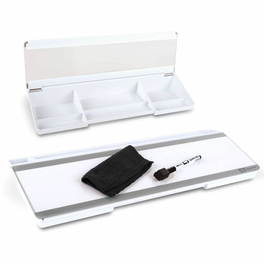 Quartet Flip-Top Glass Dry-Erase Desktop Pad - 18" (1.5 ft) Width x 6" (0.5 ft) Height - White Glass Surface - Desktop - Non-absorbent, Stain Resistant, Ghost Resistant, Scratch Resistant, Dent Resistant - 1 Each