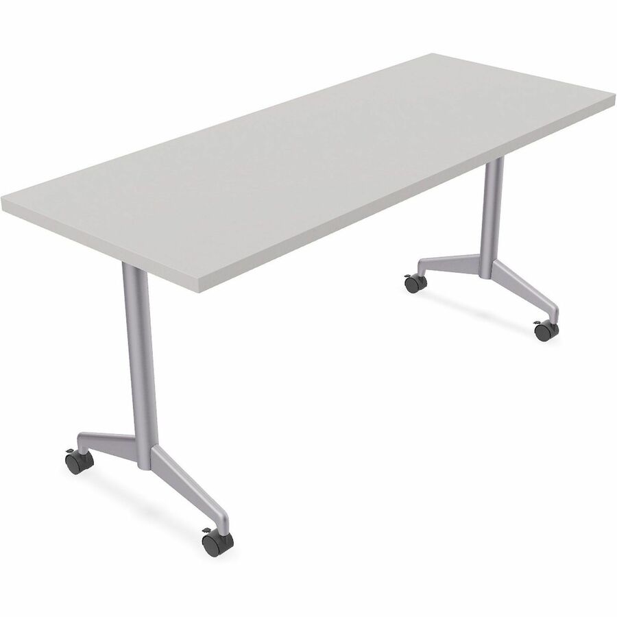 Special-T ZIA Series Training Tables Collection - Rectangle Top - Powder Coated T-shaped Base x 24" Table Top Width x 72" Table Top Depth - 29" Height - Training - Assembly Required - Gray - High Pressure Laminate (HPL) - Cast Aluminum, Steel Base Mate...