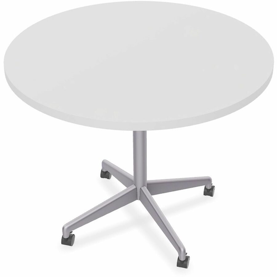 Special-T ZIA Series Hospitality Tables Collection - Round Top - Powder Coated X-shaped Base - Mid-Century Modern Style x 42" Table Top Diameter - 29" Height - Hospitality, Office - Assembly Required - White - High Pressure Laminate (HPL) - Cast Alumin...