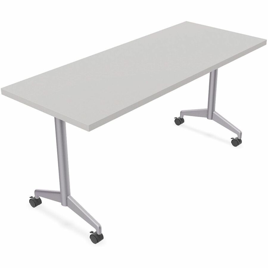 Special-T ZIA Series Training Tables Collection - Rectangle Top - Powder Coated T-shaped Base x 24" Table Top Width x 48" Table Top Depth - 29" Height - Training - Assembly Required - Gray - High Pressure Laminate (HPL) - Cast Aluminum, Steel Base Mate...