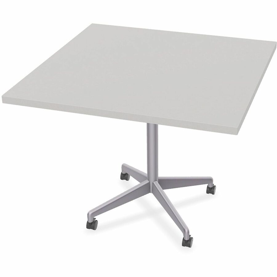 Special-T ZIA Series Hospitality Tables Collection - Square Top - Powder Coated X-shaped Base - Mid-Century Modern Style x 42" Table Top Width x 42" Table Top Depth - 29" Height - Hospitality, Office - Assembly Required - Gray - High Pressure Laminate...