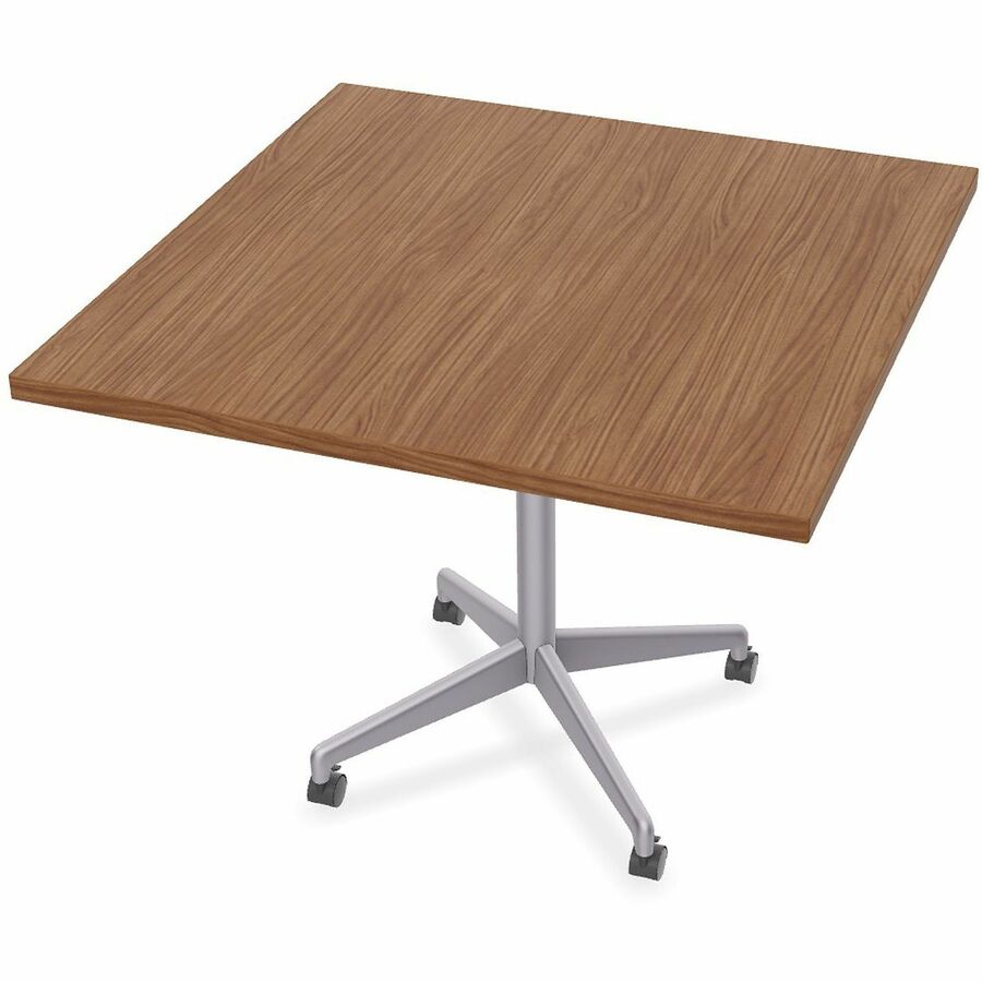 Special-T ZIA Series Hospitality Tables Collection - Square Top - Powder Coated X-shaped Base - Mid-Century Modern Style x 42" Table Top Width x 42" Table Top Depth - 29" Height - Hospitality, Office - Assembly Required - Walnut - High Pressure Laminat...