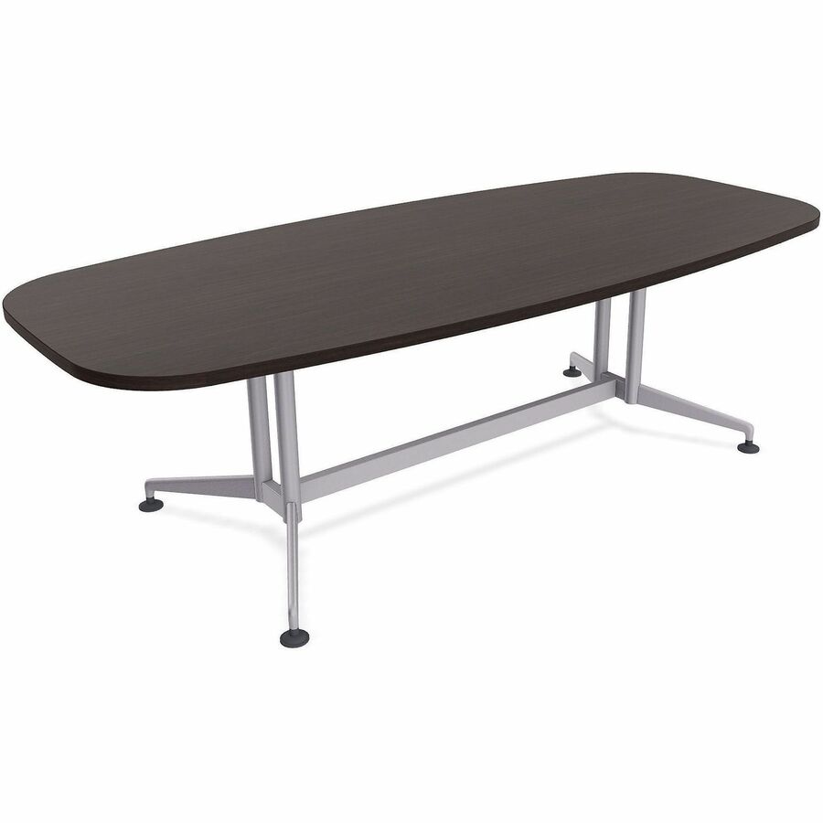 Special-T ZIA Series Conference Tables Collection - Elipse Top - Powder Coated Double Column Base x 96" Table Top Width x 48" Table Top Depth - 29" Height - Conference Room, Meeting - Assembly Required - Ebony Recon - High Pressure Laminate (HPL) - Cas...