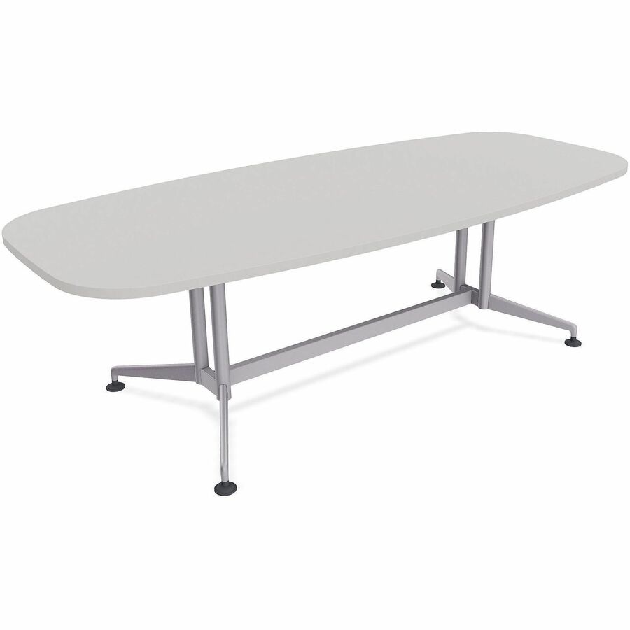 Special-T ZIA Series Conference Tables Collection - Elipse Top - Powder Coated Double Column Base x 96" Table Top Width x 48" Table Top Depth - 29" Height - Conference Room, Meeting - Assembly Required - Gray - High Pressure Laminate (HPL) - Cast Alumi...