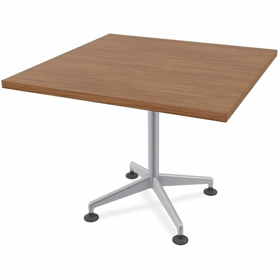 Special-T ZIA Series Hospitality Tables Collection - Square Top - Powder Coated X-shaped Base - Mid-Century Modern Style x 36" Table Top Width x 36" Table Top Depth - 29" Height - Hospitality, Office - Assembly Required - Walnut - High Pressure Laminat...