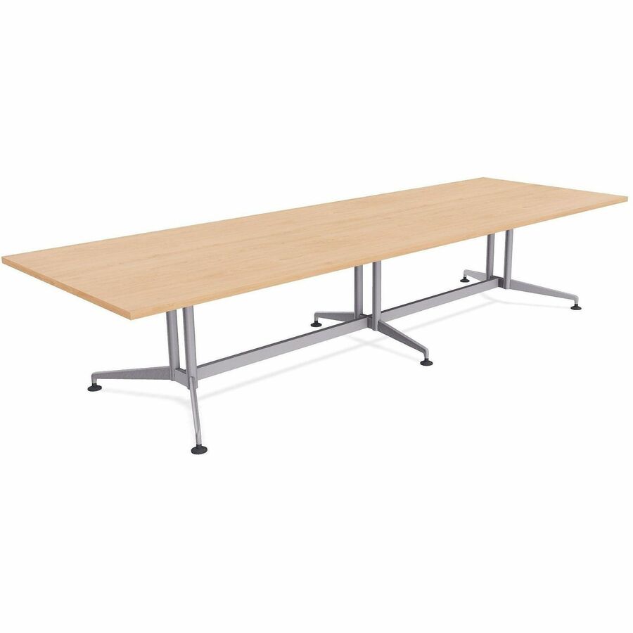 Special-T ZIA Series Conference Tables Collection - Rectangle Top - Powder Coated Double Column Base x 10 ft Table Top Width x 48" Table Top Depth - 29" Height - Conference Room, Meeting - Assembly Required - Kensington Maple - High Pressure Laminate (...