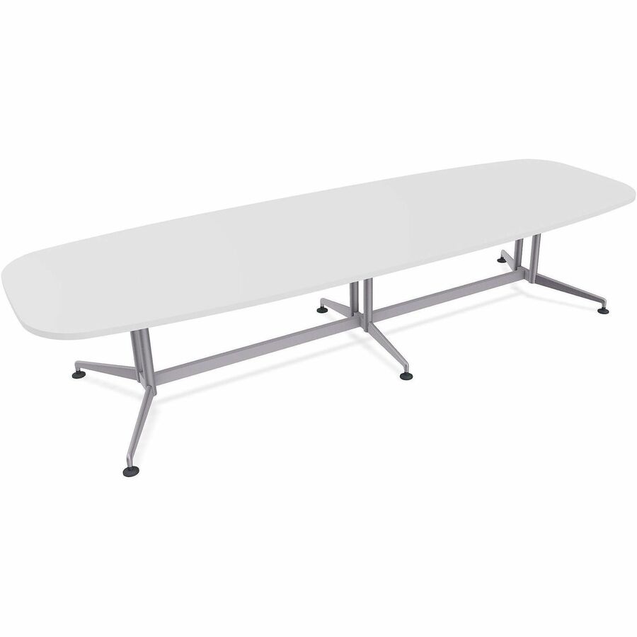 Special-T ZIA Series Conference Tables Collection - Elipse Top - Powder Coated Double Column Base x 12 ft Table Top Width x 48" Table Top Depth - 29" Height - Conference Room, Meeting - Assembly Required - White - High Pressure Laminate (HPL) - Cast Al...