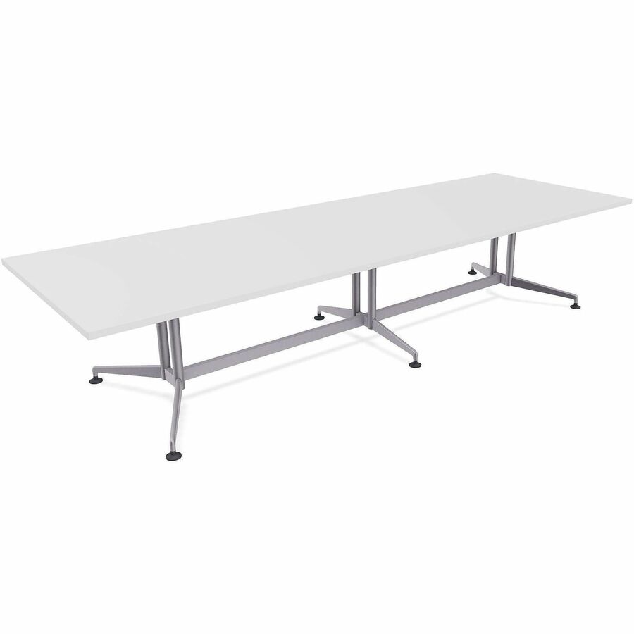 Special-T ZIA Series Conference Tables Collection - Rectangle Top - Powder Coated Double Column Base x 12 ft Table Top Width x 48" Table Top Depth - 29" Height - Conference Room, Meeting - Assembly Required - White - High Pressure Laminate (HPL) - Cast...