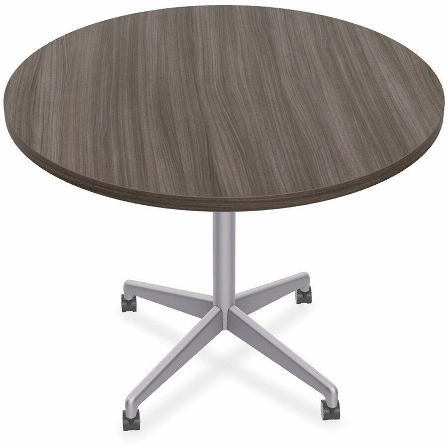 Special-T ZIA Series Hospitality Tables Collection - Round Top - Powder Coated X-shaped Base - Mid-Century Modern Style x 36" Table Top Diameter - 29" Height - Hospitality, Office - Assembly Required - Gray Driftwood - High Pressure Laminate (HPL) - Ca...