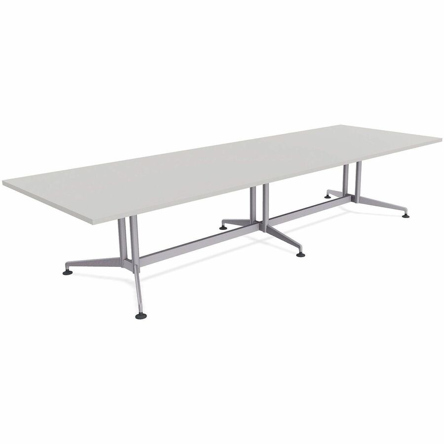 Special-T ZIA Series Conference Tables Collection - Rectangle Top - Powder Coated Double Column Base x 10 ft Table Top Width x 48" Table Top Depth - 29" Height - Conference Room, Meeting - Assembly Required - Gray - High Pressure Laminate (HPL) - Cast...