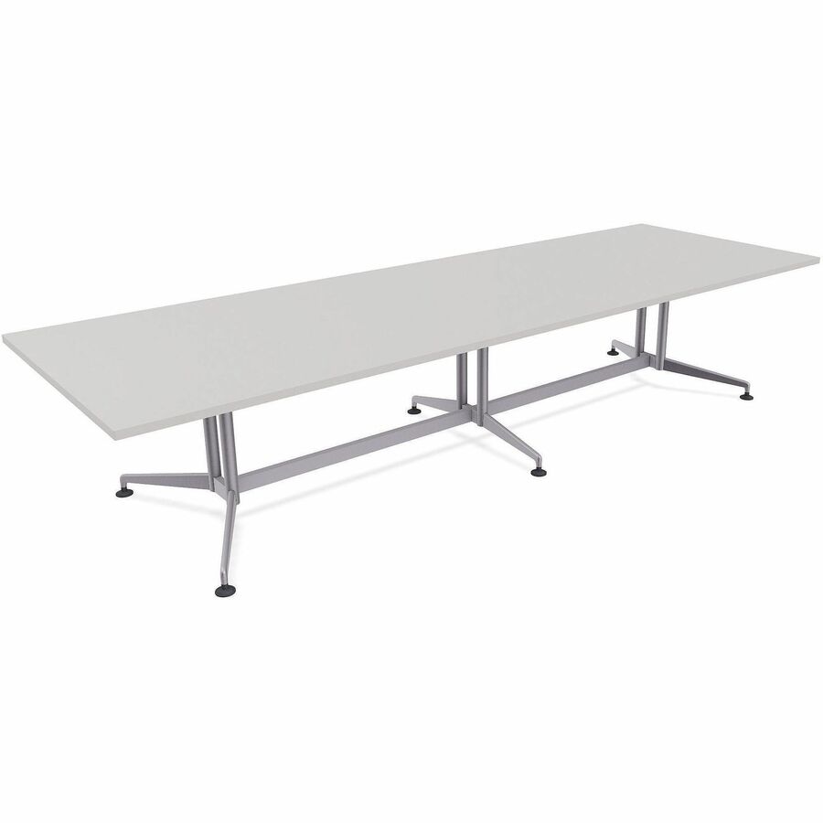 Special-T ZIA Series Conference Tables Collection - Rectangle Top - Powder Coated Double Column Base x 12 ft Table Top Width x 48" Table Top Depth - 29" Height - Conference Room, Meeting - Assembly Required - Gray - High Pressure Laminate (HPL) - Cast...