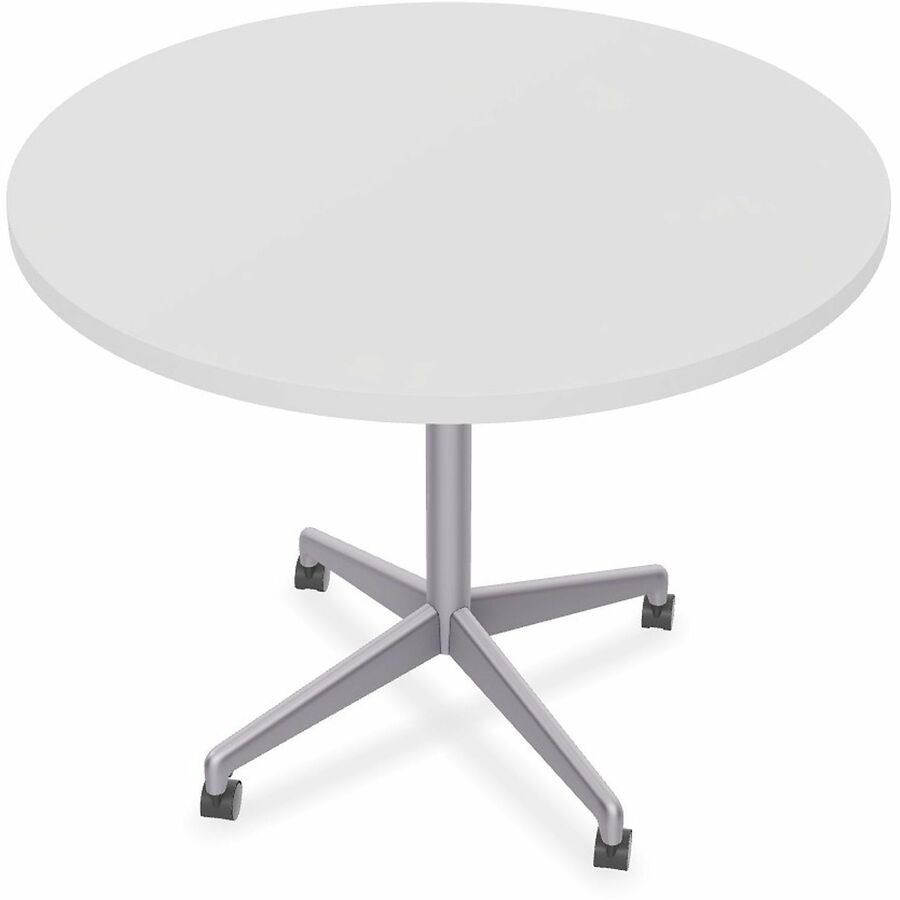 Special-T ZIA Series Hospitality Tables Collection - Round Top - Powder Coated X-shaped Base - Mid-Century Modern Style x 36" Table Top Diameter - 29" Height - Hospitality, Office - Assembly Required - White - High Pressure Laminate (HPL) - Cast Alumin...