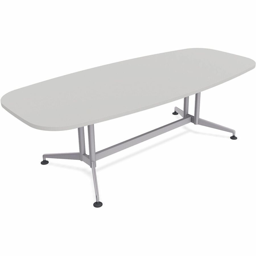 Special-T ZIA Series Conference Tables Collection - Elipse Top - Powder Coated Double Column Base x 84" Table Top Width x 48" Table Top Depth - 29" Height - Conference Room, Meeting - Assembly Required - Gray - High Pressure Laminate (HPL) - Cast Alumi...