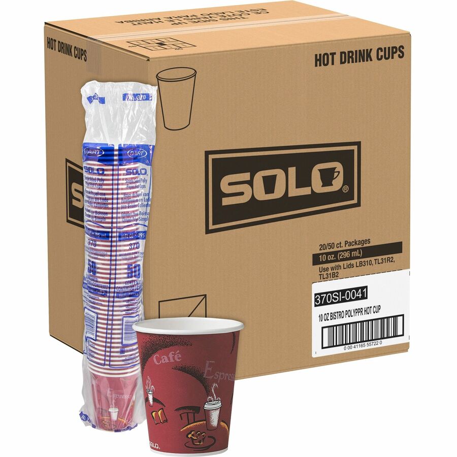 Solo 10 oz Bistro Design Disposable Paper Cups - Bistro - 10 fl oz - Multi - Paper - Beverage, Hot Drink, Cold Drink, Coffee, Tea, Cocoa - 50/Pack - 20 / Carton