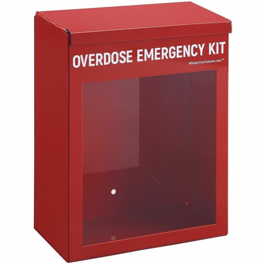 Victor Non-Locking Overdose Cabinet - Durable, Wall Mountable - Red - Steel, Acrylic