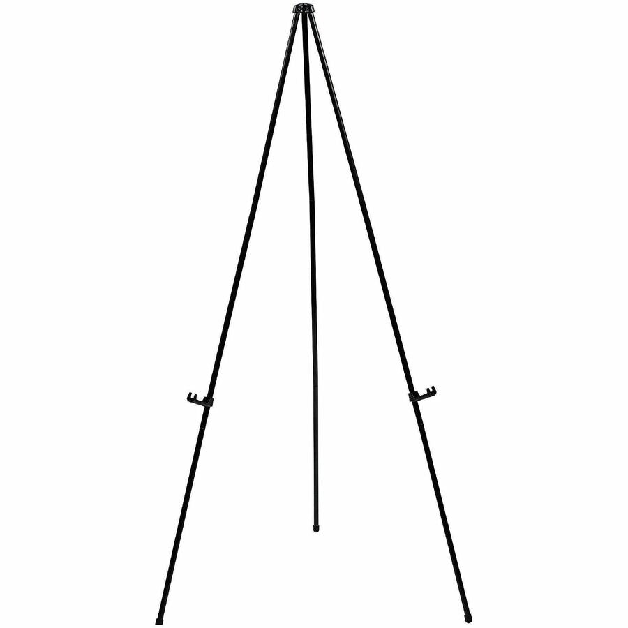 Lorell Presentation Easel - 20 lb Load Capacity - Aluminum, Steel, Metal - Black - For Presentation, Travel - Heavy Duty, Collapsible, Portable, Lightweight, Sturdy, Adjustable, Non-skid Feet