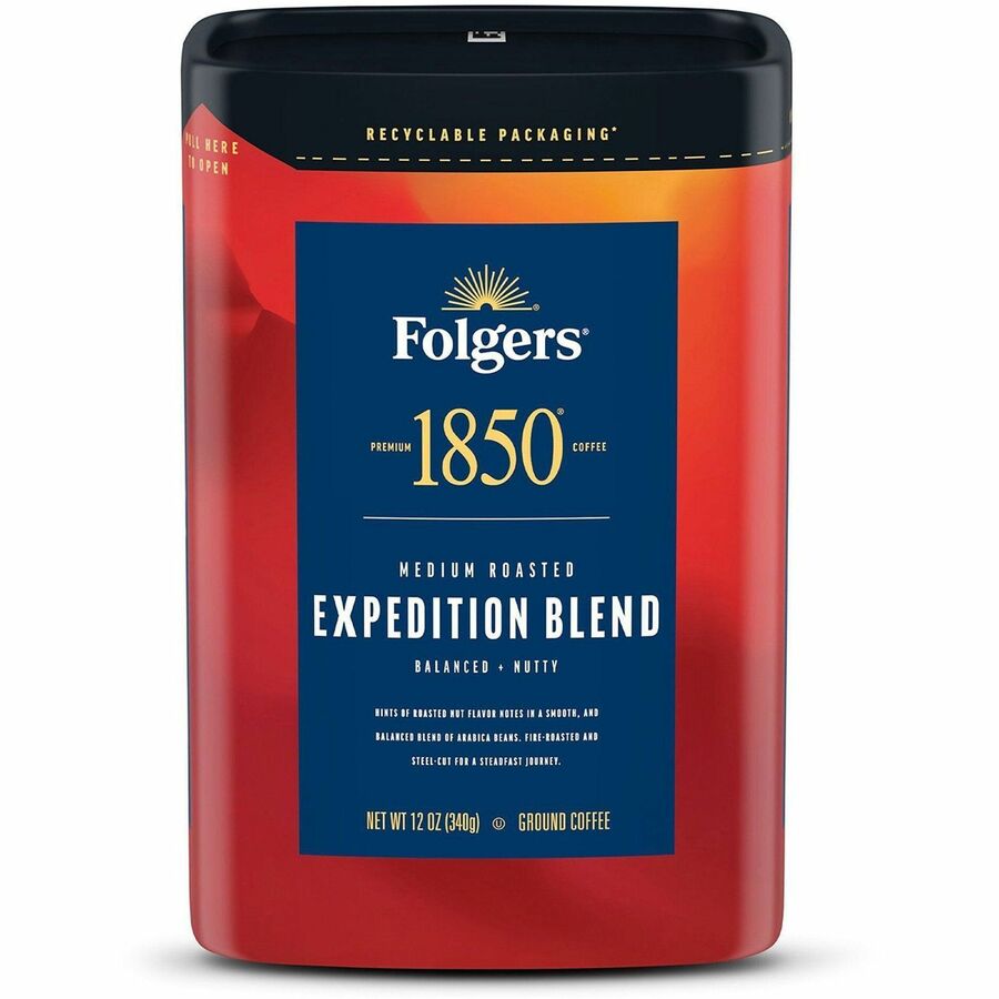 Folgers®, Ground 1850 Expedition Blend Coffee - Medium - 2 oz - Ground - Pioneer, Expedition Blend - 6 / Carton